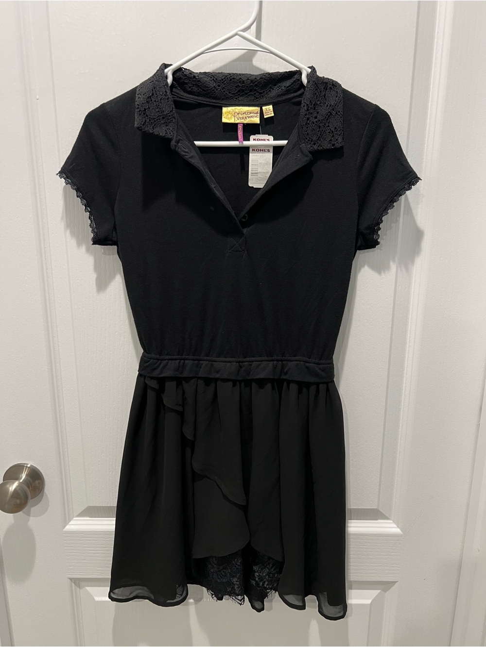 Kohl's Black Lace-Collar Polo Dress